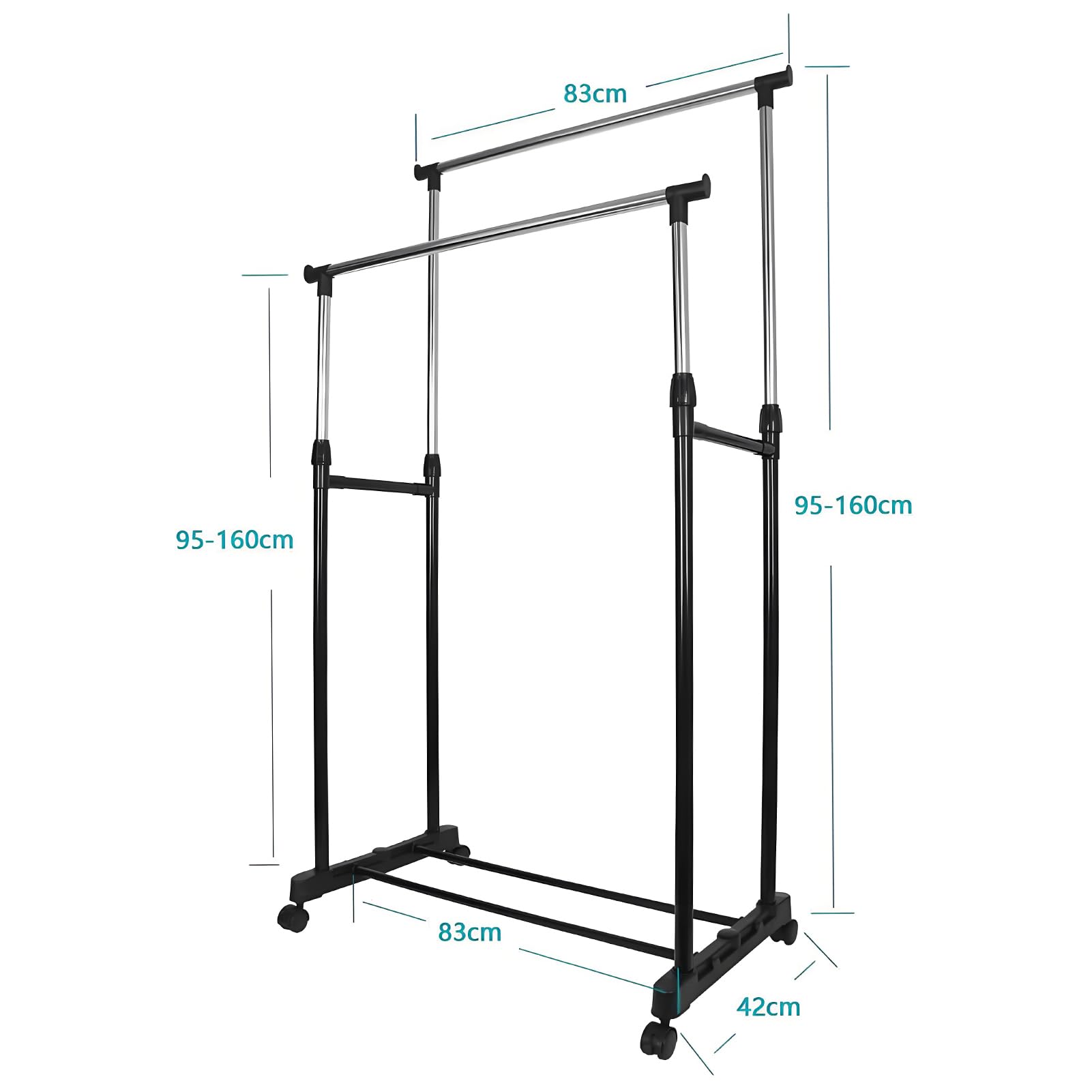 allright-gel-nder-kleiderst-nder-rollen-92-156cm-schwarz-schuhablage image 2