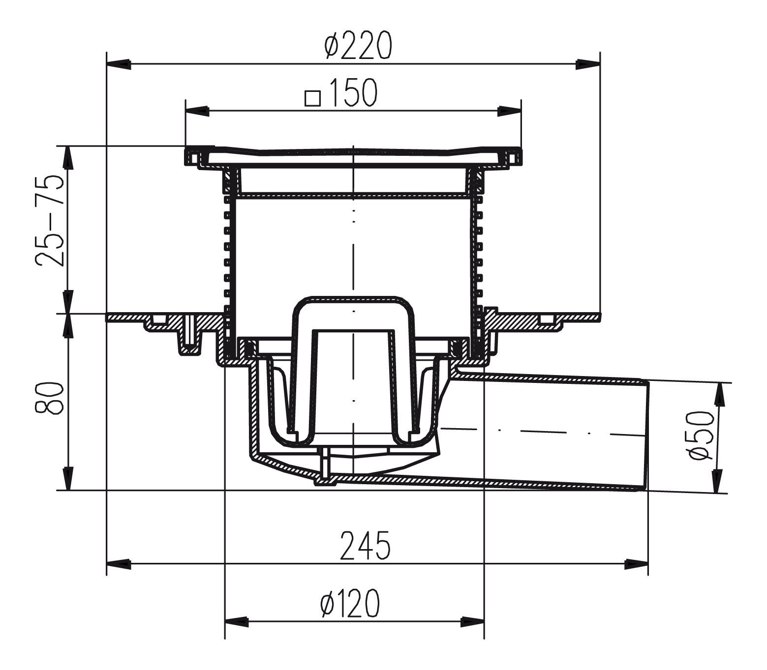 mch-floor-drains-381f-duschablauf-dn50-mit-dichtungsmatte image 2