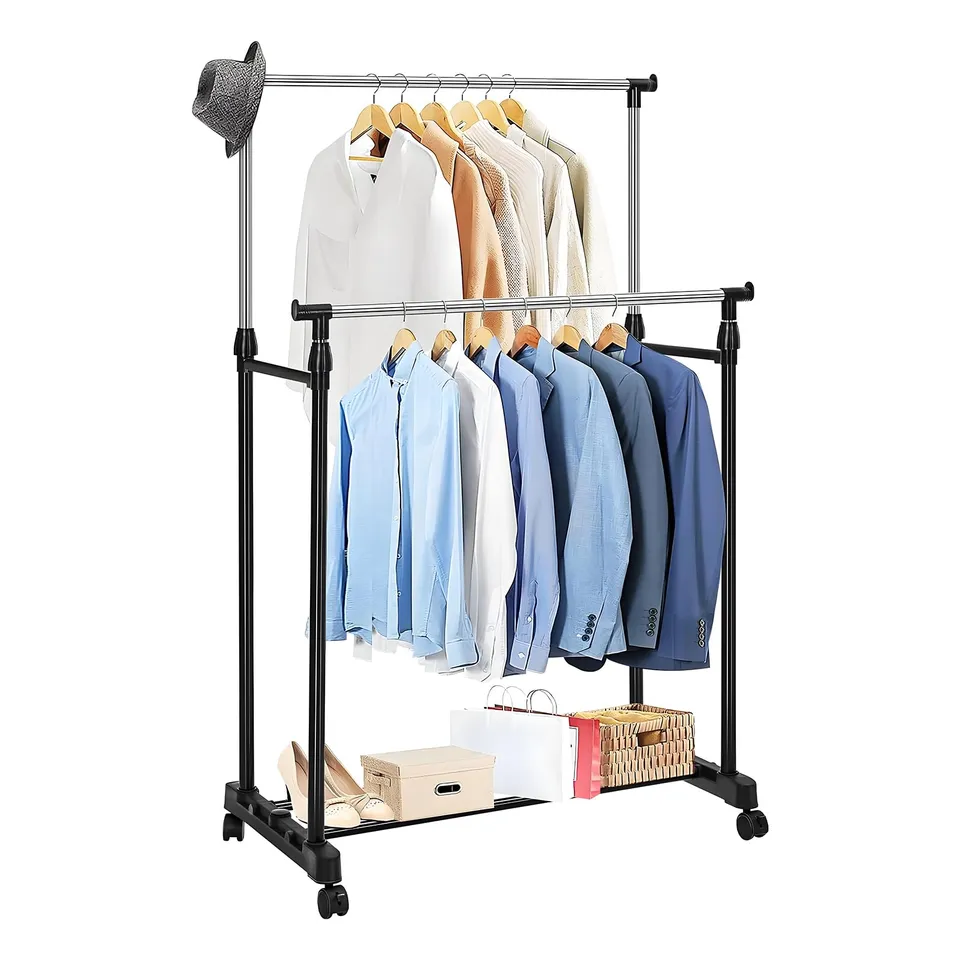 allright-gel-nder-kleiderst-nder-rollen-92-156cm-schwarz-schuhablage image 1