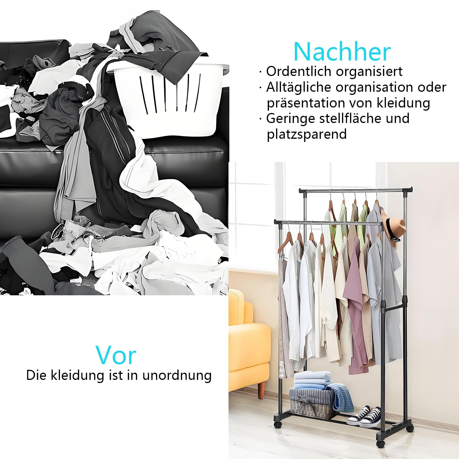 allright-gel-nder-kleiderst-nder-rollen-92-156cm-schwarz-schuhablage image 4