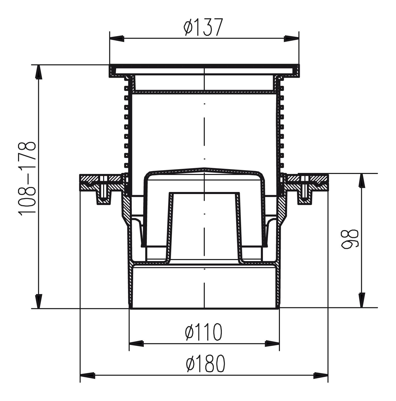 mch-431-bodenablauf-rund-137-mm-dn110-edelstahlrost image 2