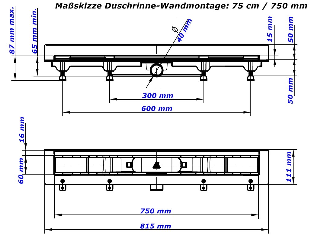 mch-harmony-duschrinne-75cm-edelstahl-wandmontage image 6