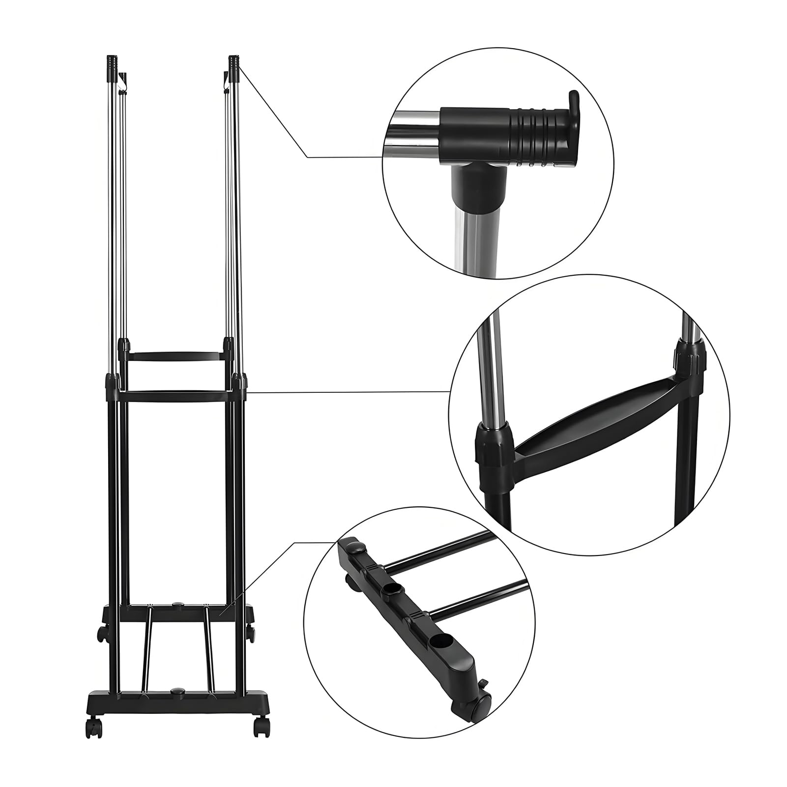 allright-gel-nder-kleiderst-nder-rollen-92-156cm-schwarz-schuhablage image 8